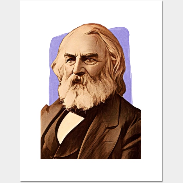 American Poet Henry Wadsworth Longfellow illustration Wall Art by Litstoy 